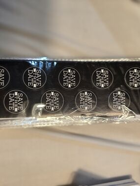 Save the Date Round Sticker Labels - Black & White